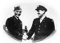 GlenMiller The first meeting of Colonel C Hubert (The Hub) Zemke and Captain Glenn Miller (Band Leader) at Boxted Aerodrome (Air Base) in early 1943